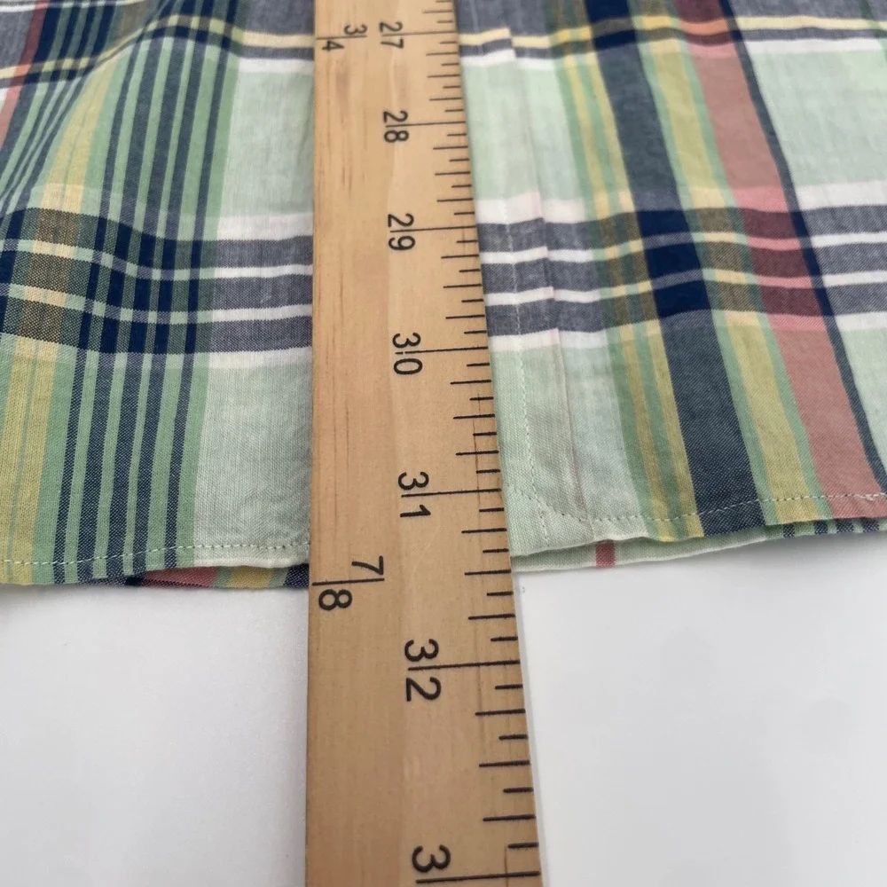 Ralph Lauren Button Down Shirt Mens L Green Plaid Short Sleeve Classic Fit Pony